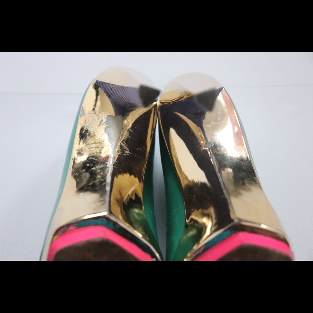 Brian Atwood Leonida Colorblock Heels Sz 7.5 - Picture 13 of 15
